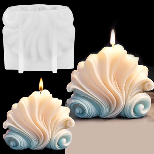 3D Shell Candle Mold Ocean Silicone Molds for Resin Crafts Sea Shell Candle Molds for Candle Making Supplies DIY Scented Candles Soap Molds Summer Shells Epoxy Resin Molds Ice Mold Silicone Mold