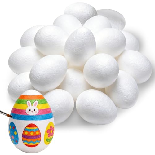 Co Bright 30Pcs Easter White Foam Eggs Balls for Crafts 6cm Easter Eggs Decorations Handmade Craft Egg Fake Egg Polystyrene Balls Eggs for Easter Crafts DIY Art Staining to Paint and Hang on Trees