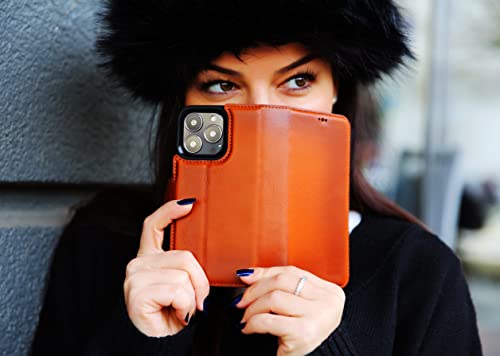 Venoult Iphone 15 Pro Max Wallet Case Man Or Women / 15 Pro / 14 Pro Max / 13 Pro / 12 Pro Max And All Others, Genuine Leather, 4 Card Holder Folio Cover, Compatible Magsafe Wireless Charge, Handmade #TOP6