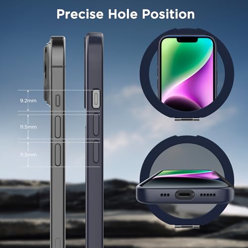 CACOE Magnetic Case for iPhone 13/14 6.1 inch with 360 Rotatable Ring Stand, Compatible with MagSafe Car Phone Mount, Cases Cover Phone Holder for Desk Meeting/Videos Dark Blue by CACOE - Used condition - Image 6