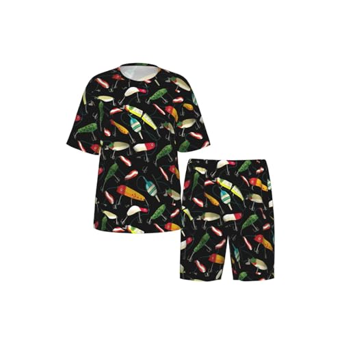 Pijama de dos piezas transpirable para hombre con camiseta estampada 5