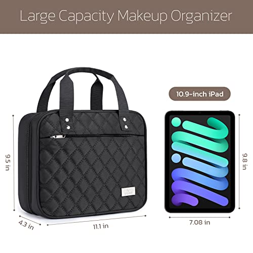 Estour Toiletry Bag For Women, Large Travel Makeup Bag Organizer With Detachable Mirror And Transparent Cosmetic Bag, Suitable For Travel Size Toiletries, Gifts For Women-Classic Black #TOP2