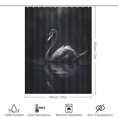 Rideau de douche cygne imperméable en polyester lavable 140x183cm pour baignoire - 4