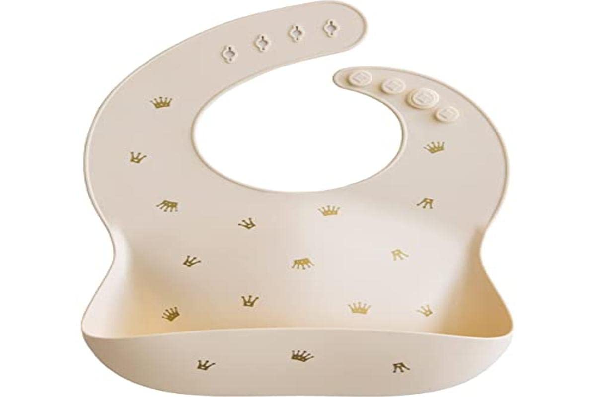 Mushie Baby Silicone Bib | Adjustable Fit Waterproof Bibs | Easy Wipe Baby Feeding Bibs | 4 Adjustable Sizes with Deep Front Pockets | 100% BPA and Phthalate Free - 4