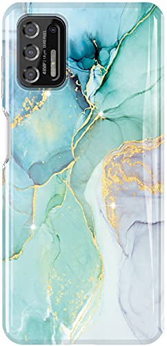 luolnh Moto G Stylus 2021 Case [NOT Fit Moto G Stylus 2020/ Moto G Stylus 5G (2021)] Marble Brilliant Design Soft Silicone TPU Bumper Cover Case for Motorola Moto G Stylus 2021-Abstract Mint