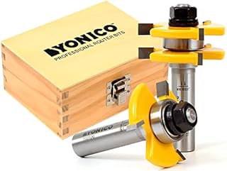 Yonico Tongue and Groove Router Bits Set for 3/4-Inch Stock 1/2-Inch Cutting Depth 1/4-Inch Tongue 2 Bit 1/2-Inch Shank 15221
