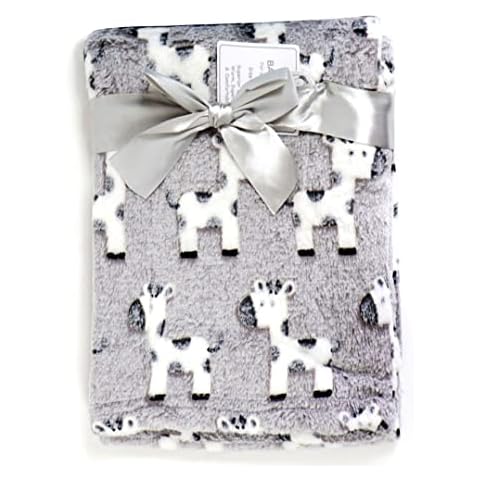 E&A Distribution Limited Baby Blanket for Newborn 75x100 cm Soft Cosy Warm Fleece Blanket Unisex Baby Wrap- Cot bed, Pram, Car Seat Blanket- (Grey Giraffes) Cover