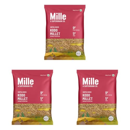 Image of Mille Kodo Millet Whole Grain | Kodra /Varagu | Ideal for Fasting | Unpolished, Toasted, No Soaking Required Gluten Free | High Plant Protein and Fibre | Ideal for Iron Deficiency | Just cook for 10 minutes | High Grade Whole Grain | 500g