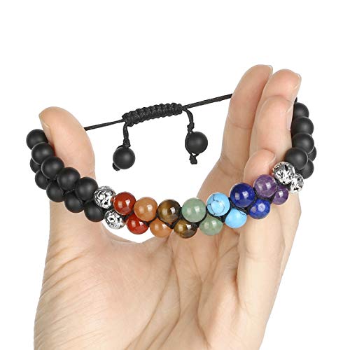 Image of Top Plaza Bead Chakra Bracelet 7 Chakras Healing Crystals Bracelet Yoga Stone Beads Bracelets Meditation Relax Anxiety Bangle for Womens Mens