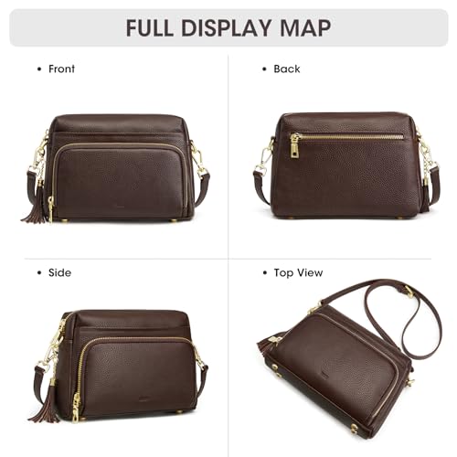Image of Kattee RFID Genuine Leather Crossbody Bag for Women Small Purse | Top Grain Pebbled Leather. Compact Size. Built-in wallet. Anti-theft design for security. Ideal for daily, travel & work
