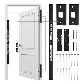 46-inch Jamb Repair Kit for Interior Doors - Heavy Duty Door Armor & Frame Reinforcement (Black)