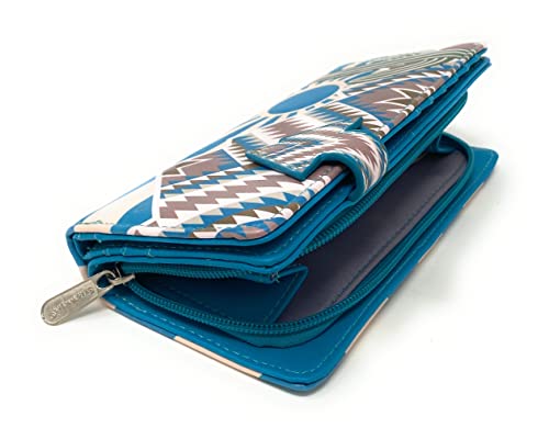 Shag Wear Southwest Desert Sunset Large Wallet for Women and Teen Girls Faux Vegan Leather 7" Teal2
