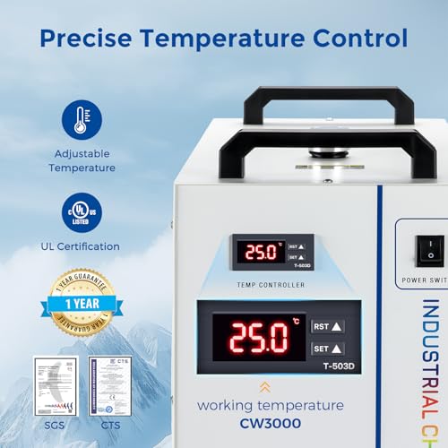 Image of Cloudray Water Chiller CW-3000 for CO2 Laser Engraver & Cutting, Laser Chiller, Industrial Water Cooler,with 9L Water Tank Capacity Max. Pump Flow 10L /min 50W /℃ Cooling