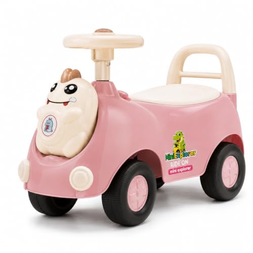 Image of MiniExplorer Crocsy Wiggle Car for Kids Age 1-5 Years, Twisting Swing Magic Car with Silent Wheels, Anti-Rollover Ride On Toy for Boys & Girls, Shockproof Yoyo Car - Pink