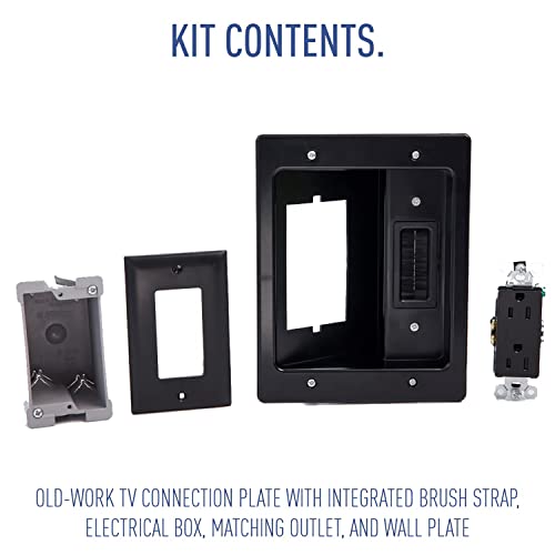 Onq Wall Cable Concealer Kit, Flat Panel Tv Connection Kit With Cable Management Box, In Wall Tv Power Kit Hides Cords And Cables, Cable Hider Box Fits All Plugs, Black, Ht2102Bkv1 (Hardwired) #TOP5