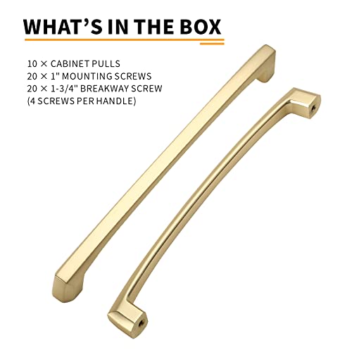 Image of 10 Pack 7 Inch Brushed Gold Cabinet Pulls - Kitchen Cabinet Handles and Drawer Handles