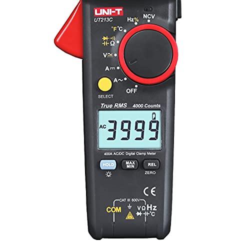 Image of UNI-T Clamp Meter UT213C AC DC Amp Meter Clamp Multimeter Tester 400A TRMS Auto Ranging 4000 Counts HVAC Voltmeter Frequency Ohmmeter Capacitor Tester Temperature Continuity Tester Diode