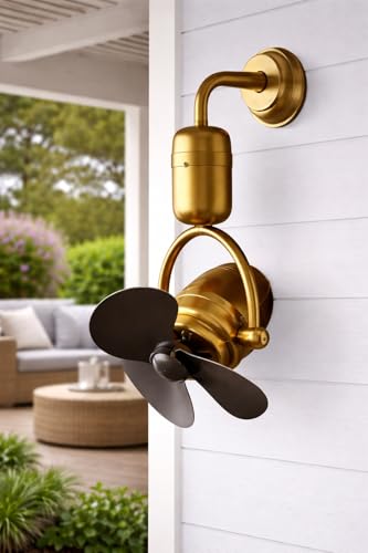 Image of Glowave 3 Blade Designer Fan, Premium Golden Finish, Stylish Wall Fan for Bedroom, Living Room, Office, Kitchen & Home (FI-7802 /GD+BK)