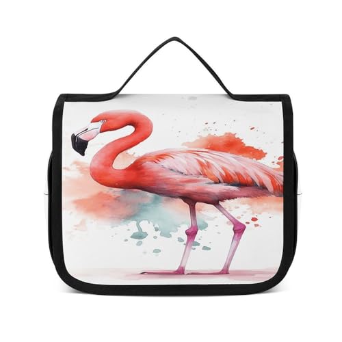 Trousse de toilette de voyage suspendre anti-fuite, sac étanche flamant rose aquarelle