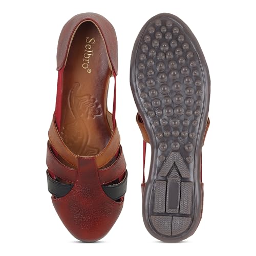 Image of SELBRO round toe Flat fashionable womens & girls sandals for casual and formal wear SND-12