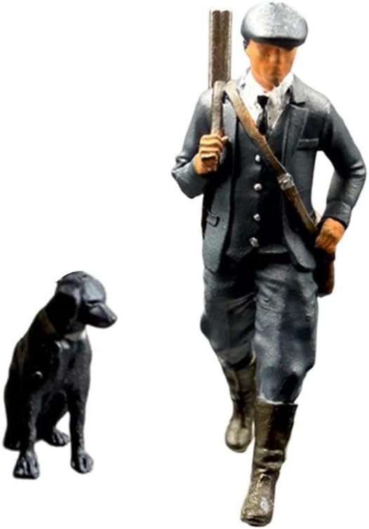 1:64 Scale with Dog Seeker Figure Model Resin Tiny People Model Ornament for Train Station Layout Desktop Decoration, Style A