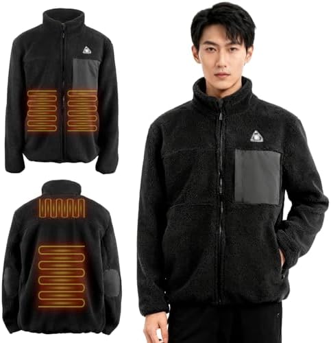 （08:30時点） [Absdefen] 電熱服 電熱ジャケット 加熱服 フリース素材 厚手 冬服 長袖 冬対策 4箇所発熱 3エリア独立スイッチ 3段階温度調整 USB給電 ヒーター防寒服 防寒ウェア ダウンジャケット 防風 アウトドア防寒対策 暖かい 日本語取扱説明書 (長袖-L)