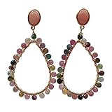 Estilo: Lindo/Romántico Pendiente Mujer, Natural Facetado Redondo Turmalina Relleno Lágrima Lazo Rosa Aventurina Stud Pendientes Hecho A Mano Lindo Exquisito Hermosa Mujer Joyería Día De San Valentín Fiesta De Boda Rega