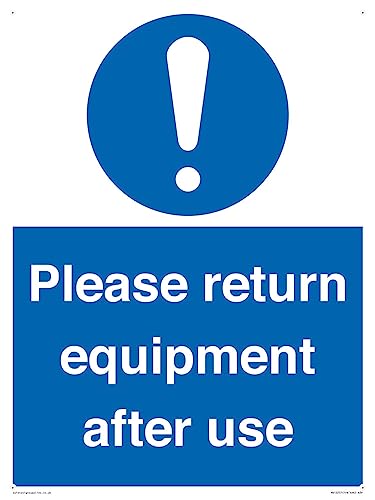 Panneau Please Return Equipment plaque signalétique de rangement matériel A3P