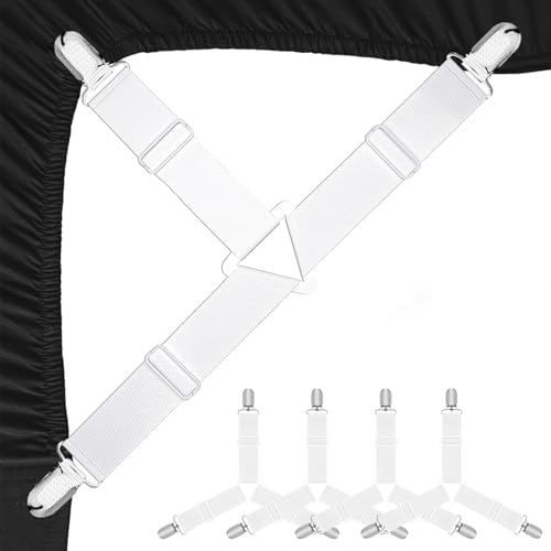 Opiniones y reviews de Sabana mexicana comprados en linea. 45 MBLNBVN 4 PCS Sujetadores para Sábanas,Triángulo Ajustable Tirantes elásticos Sujetador,Sujeta sabanas para sábanas Ajustables,Cojines de sofá,Fundas de colchones (4, Blanco)