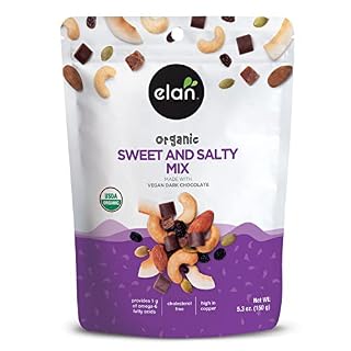 Elan Sweet And Salty Organic Trail Mix, 5.3 oz, Vegan Dark Chocolate Chunks, Dates, Raisins, Coconut Chips, Pumpkin Seeds, Cashews, Almonds, Vegan, GMO-Free, Vegetarian, Gluten-Free,brown (B09LDDVK6B)