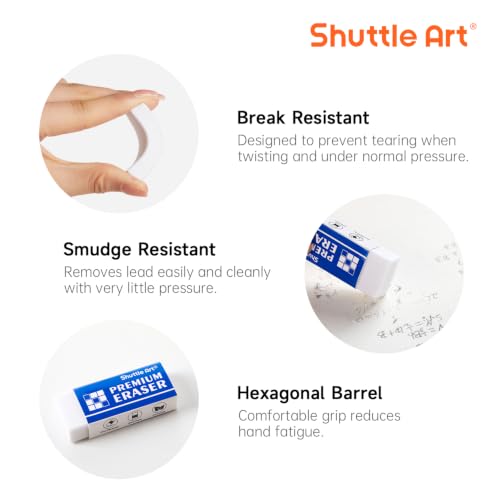 Image of Erasers, Shuttle Art 288 Pack Premium Erasers Bulk, White Eraser Classroom Set for Kids Teachers as School and Office Supplies