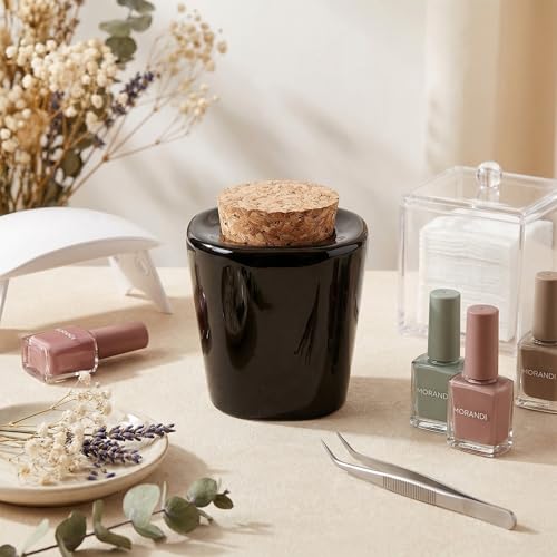 Vaso cerámico para arte de uñas con tapa de corcho miniatura 7