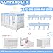3pcs Teething Coverage Strapss Edge Protection for Top Rail,Double Thickness Crib Rail Teething Guard 1 Long Length 51 inches, 2 Short Length 27.5 inches (Blus)