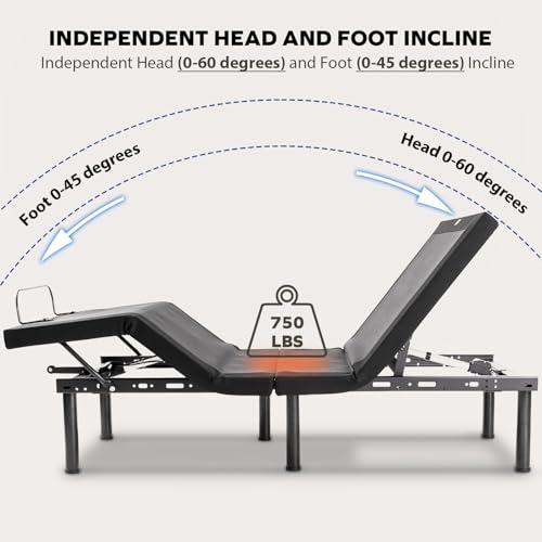 Image of MLILY EGOHOME Split King Adjustable Bed Frame and 12 inch Memory Foam Mattress, Wireless Remote Adjustable Bed Base with 12 inch Adjustable Legs and Head and Foot Incline, Zero Gravity, Easy Assembly