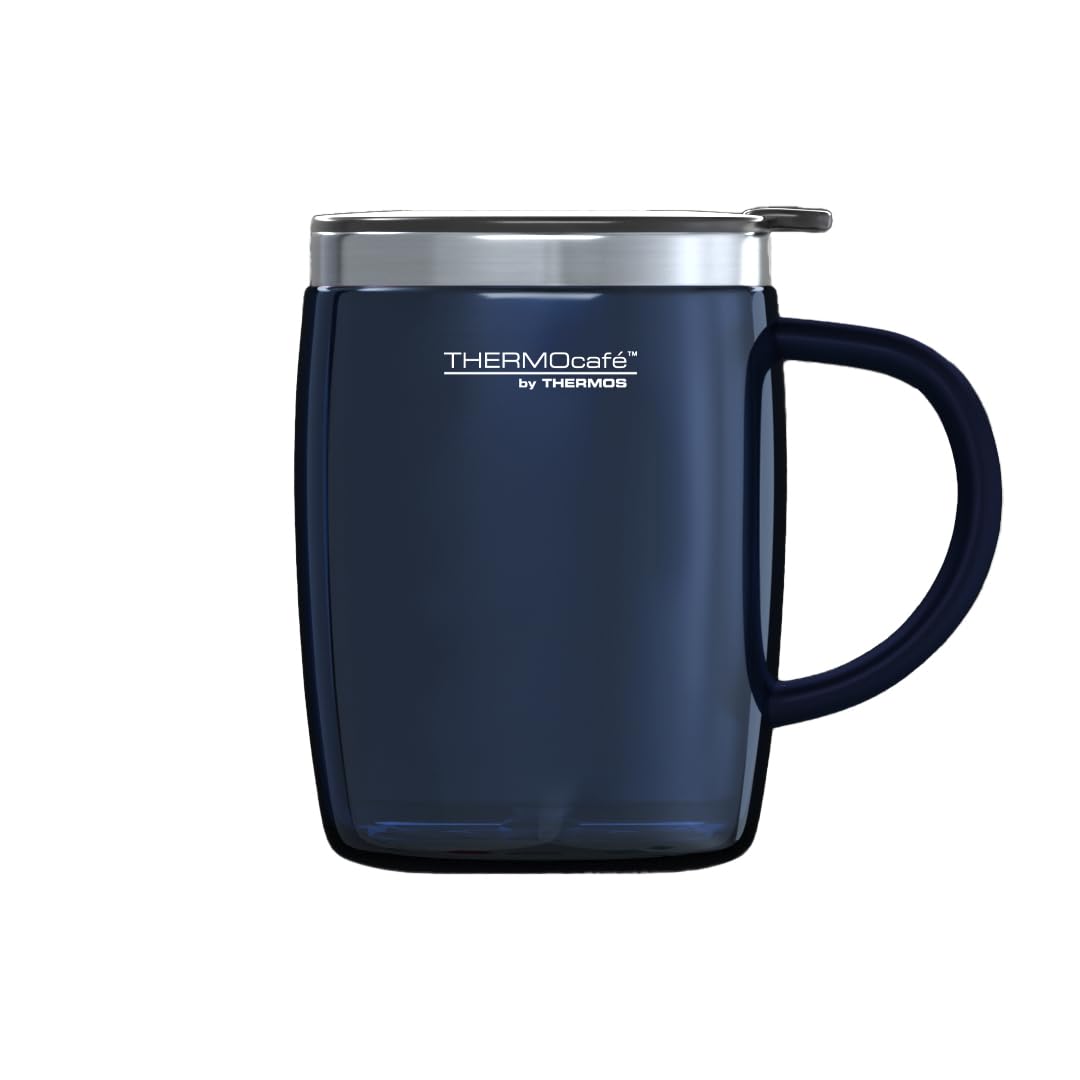 Thermos Translucent Desk Mug, Stainless Steel, Blue, S (Pack of 1), 450 ml