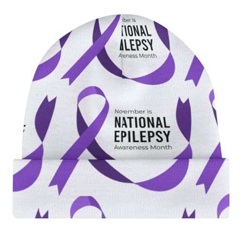 Epilepsy Awareness Month Purple Ribbon Kids Beanie Hat for for Girls Boys Children Cap Winter Knitted Chemo Cancer Headwear Accessories Gifts Decoration4