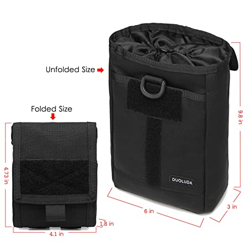 Duoluda Tactical Folding Dump Pouch Utility Tool Bag Military Molle Drawstring Ammo Magazine Pouch-Edc Drop Bag For Ammo, Magazines, Range Shooting, Hunting, Outdoor Sports (Black) #TOP1