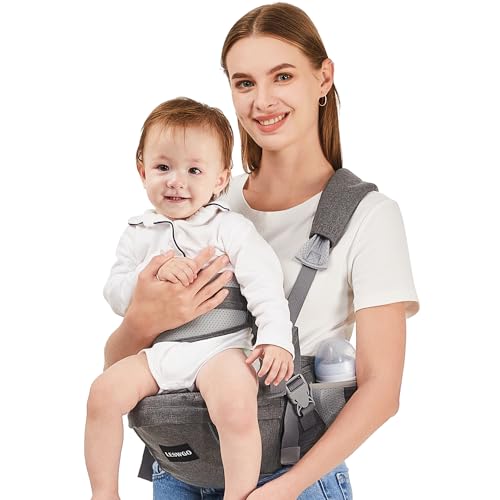Image of Baby Hip Carrier, Baby Waist Stool with Adjustable Waistband, Ergonomic Toddler Carrier with Non-Slip Hip Seat Surface for Newborns & Toddlers (Grey)
