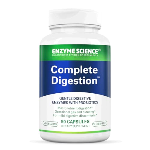 Enzyme Science - Complete Digestion, Full Support for Digestive Health and Help Reducing Gas, Bloating, Indigestion, and Irregularity with 125 Billion CFU Probiotics, Vegetarian, 90 Capsules
