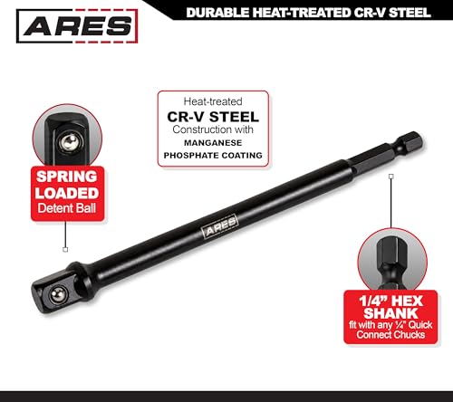Image of ARES 70387-10-Piece 3 /8-Inch Drive 3-Inch Impact Grade Socket Adapter Set - Turns Impact Drill Drivers into High Speed Socket Drivers