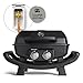 BURNHARD WAYNE 2-Brenner Balkongrill – Tragbarer Gasgrill mit 4,4 kW, 2 Grillzonen, bis 390 °C, Gusseisenroste & Abdeckhaube - Camper Edition