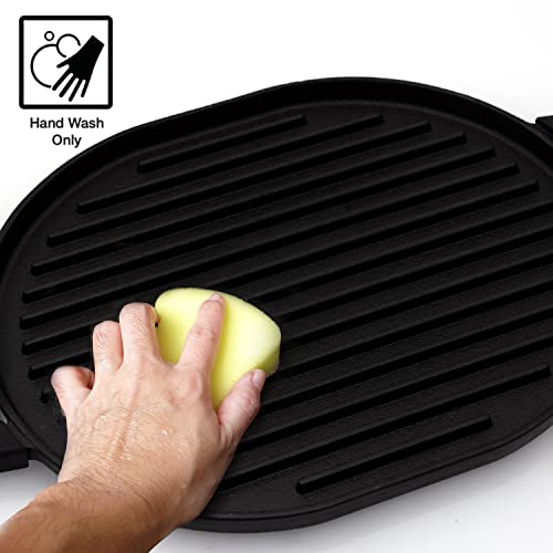 Nuwave Cast Iron Grill, 12.42”X10.21” Non-Stick Grilling Surface, Deep Grill Ridges, Pre-Seasoned, Stay-Cool Silicone Handles, Easy-To-Clean, Oven Safe, Stovetop, Bbq, Fire & Smoker, Induction-Ready #TOP6