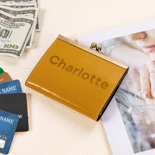 Personalized Leather Card Holder for Women - Custom Name Credit Card Wallet with Coin Pocket, Slim Purse Organizer for Cash & ID, Rustic Vintage Gift for Mom Birthday 5