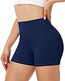 Runhit Spandex Shorts Women Biker Workout Gym Yoga Athletic Running Volleyball Booty Tummy Control High Waisted Soft Compression No See Through 3' M Navy Blue