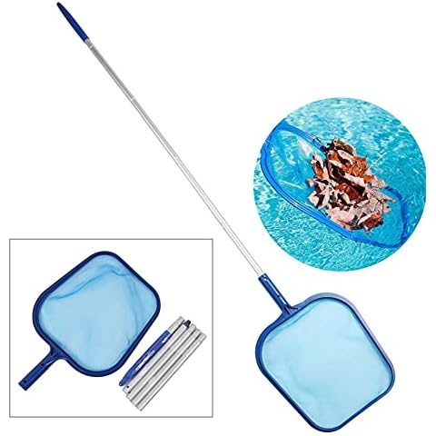AWDX Skimmer Pool Landing Net, Skimmer, Pool Deep Landing Net - 118/160/122 cm Adjustable Length with Metal Thread as Rake Handle, Pool Skimmer Spas, Swimming Pool, Hot Tubs, Fountains for Cleaning Cover