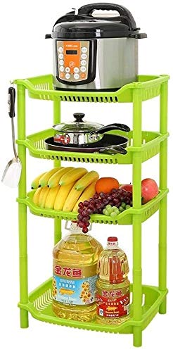 Carrito verdulero RJJ de 3 capas en color verde para organizar alimentos en pisos