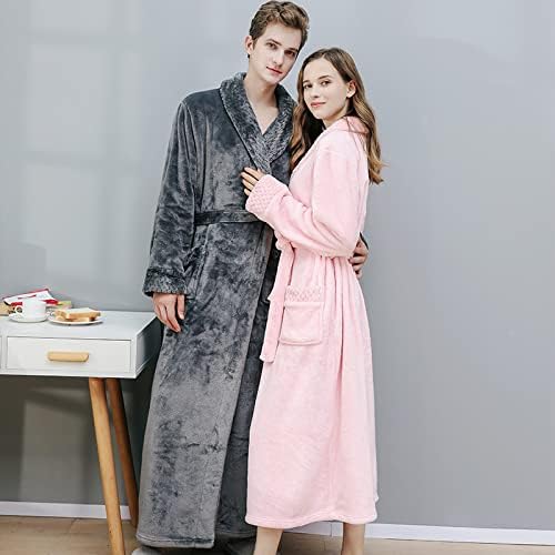 Men Sleepwear Women Nightgown Flannel Kimono Bathrobe Gown Loose Nightwear Intimate Lingerie Coral Fleece Lounge Wear Homewear,Purple Women,L