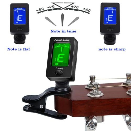 guitar tuner clip on ukulele tuner 2 pack for all instruments guitar bass ukulele violin banjo tuner