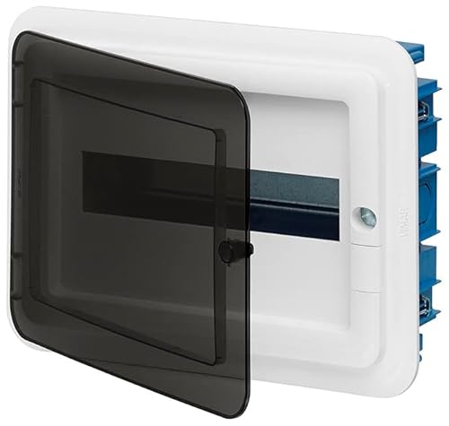 Vimar 0TV53112.B Centralino estetico da incasso IP40, 12 moduli, completo di guida DIN, portello bianco, completo di scatola da incasso per pareti in muratura