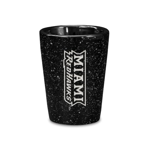 Rico Industries NCAA Miami of Ohio Redhawks 2oz Ceramic Shot Glass for Fans, Laser Engraved In Team Color Single Shot Glass